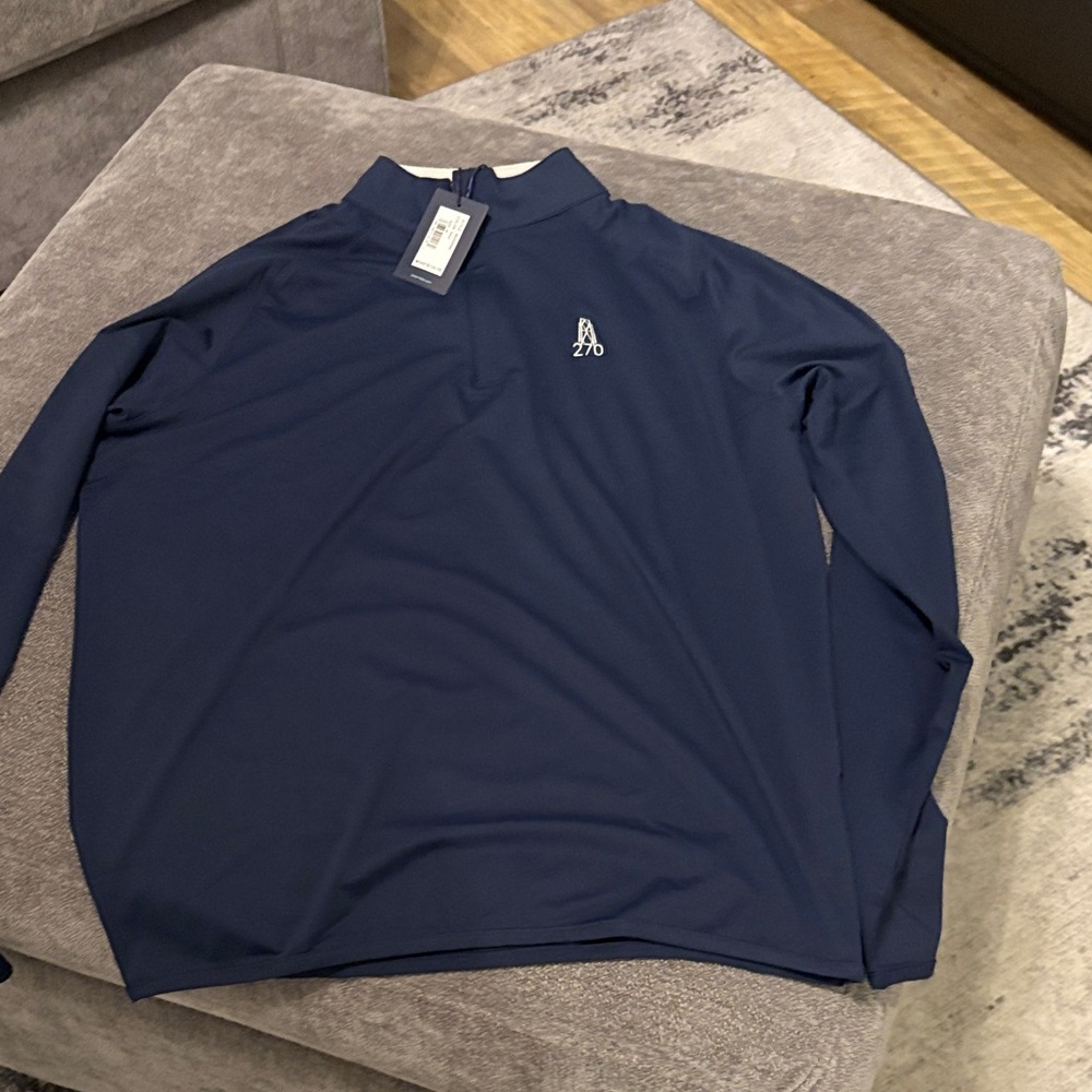 Peter Millar Navy Pullover with Zip Collar